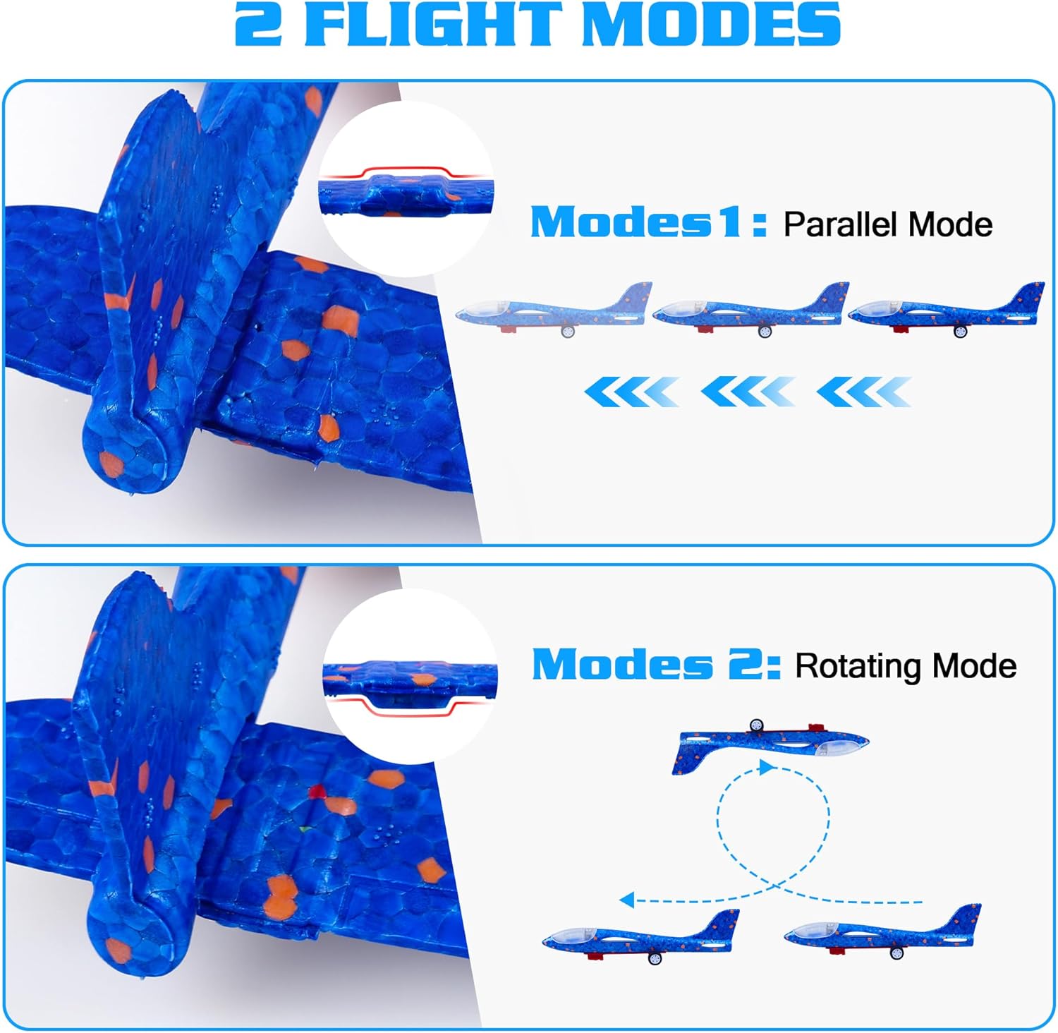 3 Pack Airplane Launcher Toys, 2 Flight Modes LED Foam Glider Catapult Plane, Outdoor Flying Toy for Kids,                Birthday Gifts for Boy Girl 6+ Year Old, B-Day Party Supplies view 4